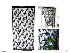 1*2M Butterfly Pattern Tassel String Curtain-Black 3610511