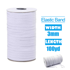 3mm 100 Yard Braided Elastic Band Flat Elastic Cord Ribbons 3634101