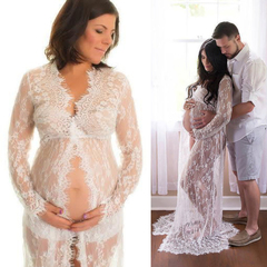 White Lace Long Maxi Gown Photography Photo Shoot Maternity Dress 4054320