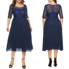 Romantic Dark Blue Floral Lace Boutique Casual Party Dress Sz20-22 J1747DB9