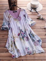 Floral Shirt Dress Boho Summer Dresses Plus Size 30-34 L1819PP8