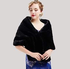 Fur Cape Jacket Shawl Wrap Shrug Womens Clothing I0457BK0