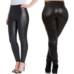 Womens Pants Leather Looking Leggings High Waist Size 14-16 G0578BK8