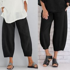 Black Linen Pants Cropped Womens Clothing Size 20-22 F0974BK8