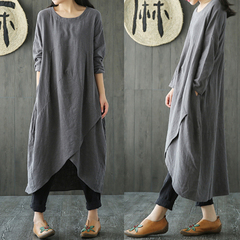 Wrap Linen Dress Womens Clothing Size 14-16 J1188DG8