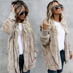 Hoodie Fur Coat Jacket Womens Clothing Size 16-18 D0693LC6
