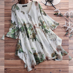 Floral Shirt Dress Boho Summer Dresses Plus Size 30-34 L1819BG8