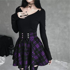 Pleated Skirt Gothic Tartan Skirt Womens Clothing Size 16-18 F0942PP7