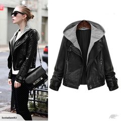 Hoodie Leather Jacket 1837918