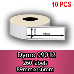 99012 Dymo Compatible Printing White Label 36x89mm*99012+10