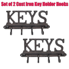 2pcs Cast Iron Key Holder Cloth Hanger Hat Rack 3653402