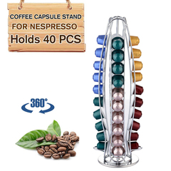 Coffee Pod Holder 40 Rotating Nespresso Capsules Tower Display Rack 2019306