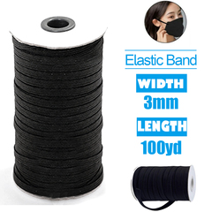 3mm 100 Yard Braided Elastic Band Flat Elastic Cord Ribbons 3634104