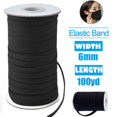 6mm 100 Yard Braided Elastic Band Flat Elastic Cord Ribbons 3634105