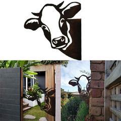 Metal Arts Garden Sculptures Farm Peeping Ornament Cow 2037304