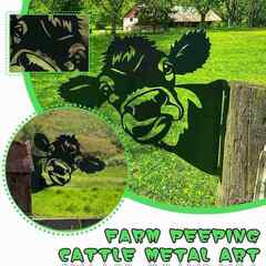 Metal Arts Garden Sculptures Farm Peeping Ornament Cow 2037303