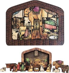 Nativity Puzzle Wood Burned Design Wooden Jesus Puzzle Game Toy L 3662602