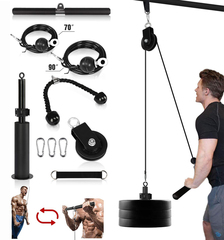 Fitness Pulley Cable System Biceps Triceps Home Gym Strength Training 2023004